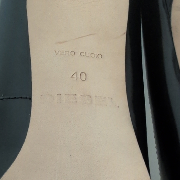 Diesel, Genuine Leather, Zipper Heels, Black, Size 40, Fits 9 US - Picture 7 of 11